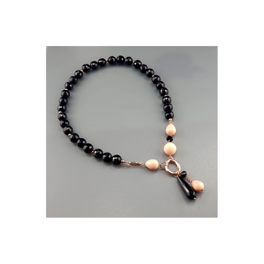 Collana Agata Nera Corallo Bamboo Rosa Marak Gioiello Italiano