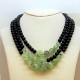 Collier a tre fili agata nera quarzo rutilato verde