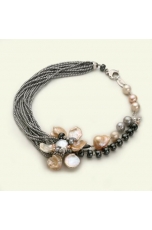 Collier ematite e perle coltivate,  Pz unico