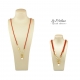 Collier regolabile 45-90cm corallo bamboo rosso, Perla coltivata