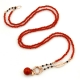 Collier regolabile 45-90-cm corallo bamboo rosso, spinello nero