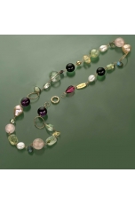 Collana componibile quarzo rutilato verde, ametista, perle coltivate, citrino, labradorite,quarzo rosa