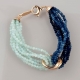 Bracciale bicolor, agata blu zaffiro, acquamarina multicolr