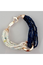 Bracciale bicolor,agata blu, acquamarina multicolor