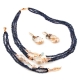 Collier agata blu zaffiro, perle coltivate, acquamarina