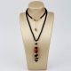 Collier con pendente corallo rosso sardo, agata nera