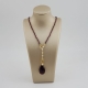 Collier Rugiada, Granato taglio diamond,goccia 24 per 15 mm agata ruby idrotermale