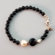 Bracciale  agata nera sfacc. 6mm, perle coltivate