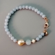 Bracciale acquamarina milk 6mm, perle coltivate