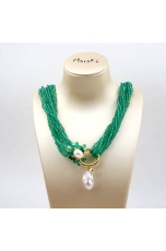 Collier agata verde smeraldo