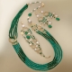 Chanel multifili agata verde smeraldo, perle di fiume