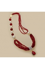 Collana agata ruby, perle di fiume